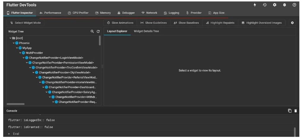 Flutter DevTools — Widget Inspector